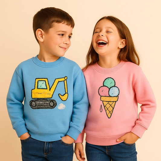 Fröhliches Lächeln und bunte Motive